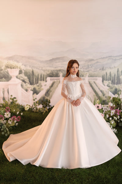 Designer Girls Formal Gown with Train | Pentelei Couture