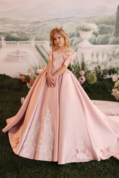 Luxury Satin Girls Ball Gown | Pentelei Couture