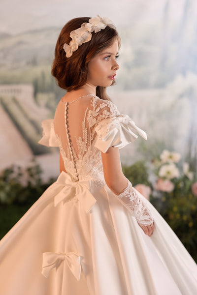 Ivory Girls Formal Gown with Train | Pentelei Couture
