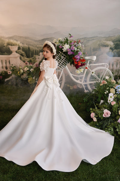 Pentelei Couture Luxury Flower Girl Gown with Train