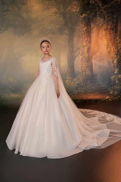 Pentelei Couture Beaded First Communion Gown with Cape