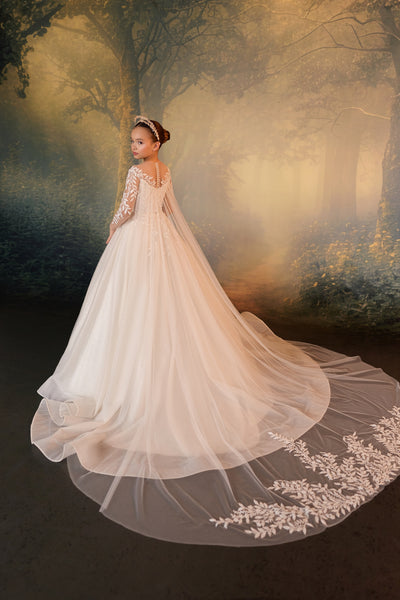 Pentelei Couture Beaded First Communion Gown with Cape