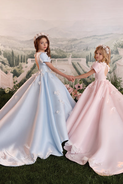 Pentelei Couture Luxury Girls Ball Gown with Train