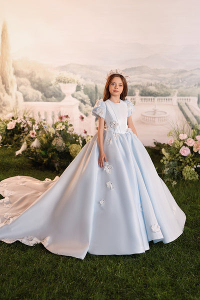 Pentelei Couture Luxury Girls Ball Gown with Train