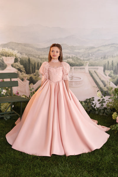 Pentelei Couture Lace & Satin Girls Formal Gown