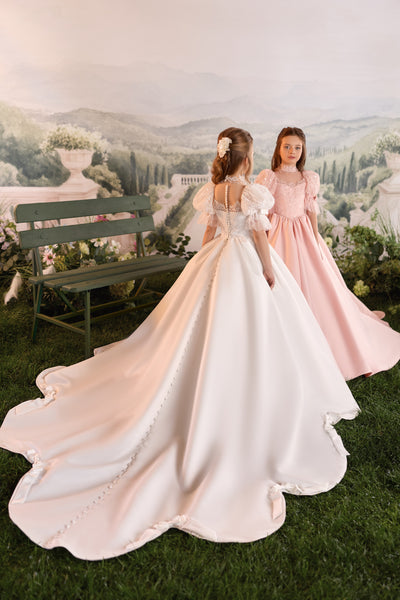 Pentelei Couture Lace & Satin Girls Formal Gown