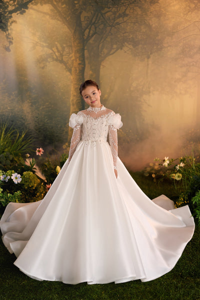 Pentelei Couture Beaded Girls Communion Ball Gown