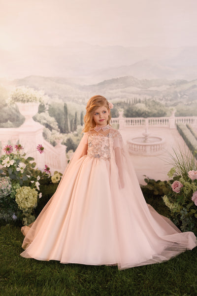 Pentelei Couture Girls Cape Gown | Special Occasion Dress