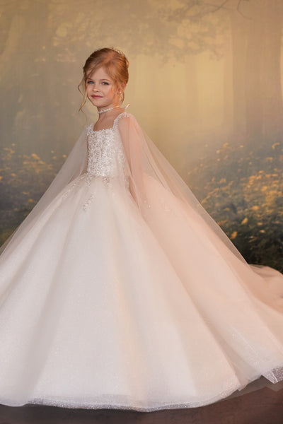 Pentelei Couture Crystal Cape Girls Special Occasion Gown