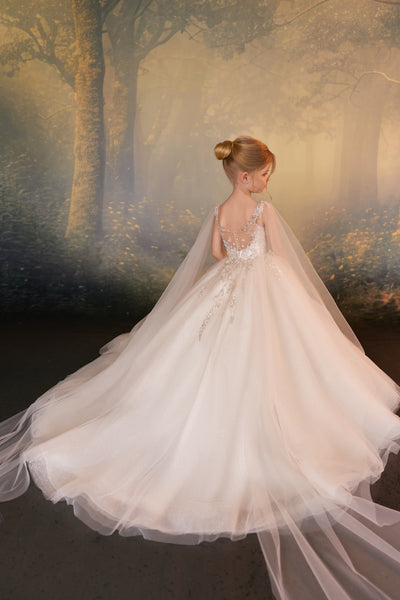 Pentelei Couture Crystal Cape Girls Special Occasion Gown