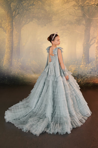 Pentelei Couture Ruffle Tulle Girls Pageant Gown