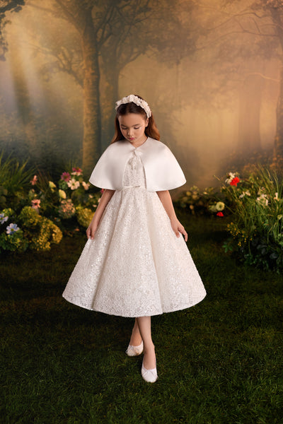 Pentelei Couture Girls Tea Length Communion Dress