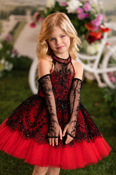 Black Lace Flower Girl Dress | Pentelei Couture