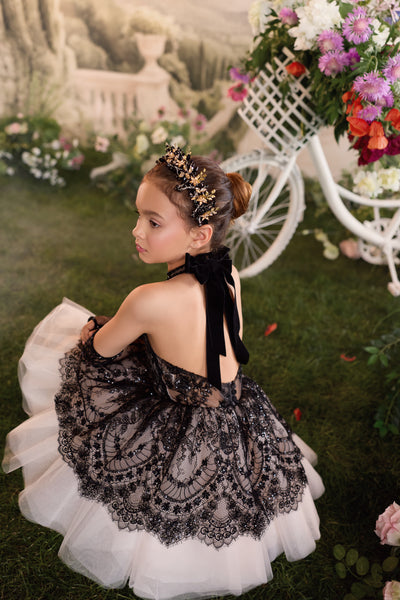 Black Lace Flower Girl Dress | Pentelei Couture