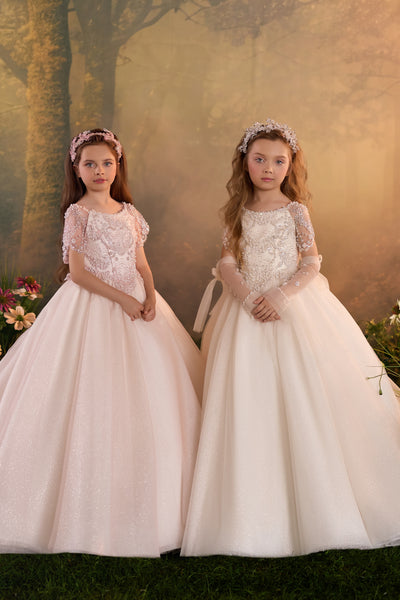 Pentelei Couture Beaded Flower Girl Ball Gown