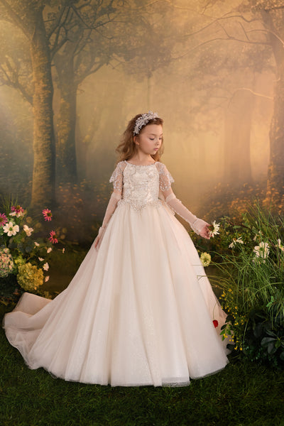 Pentelei Couture Beaded Flower Girl Ball Gown