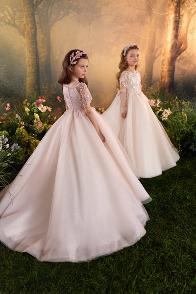 Pentelei Couture Beaded Flower Girl Ball Gown