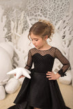 Couture Hi Lo Black Satin Tulle Pageant Gown Flower Girl Birthday Party Dress