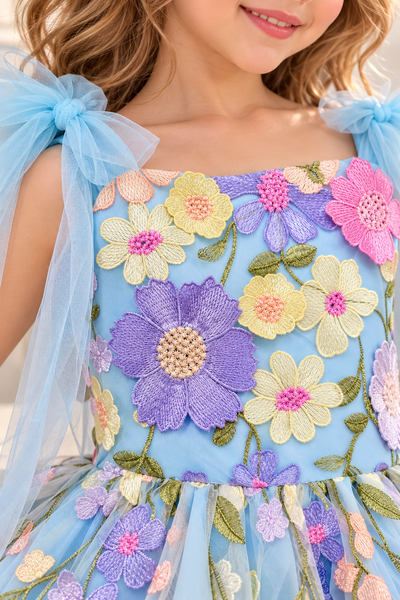 Girls 3D Floral Pageant & Flower Girl Dress