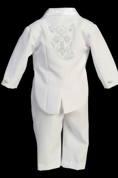 Cristiano Tuxedo | Boys White Formal Suit with Religious Embroidery