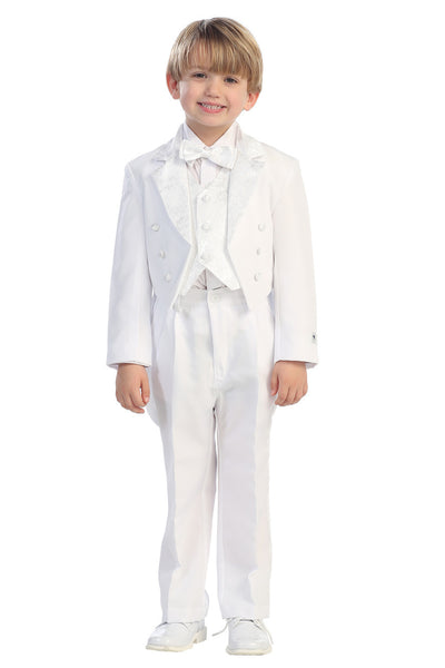 Cristiano Tuxedo | Boys White Formal Suit with Religious Embroidery