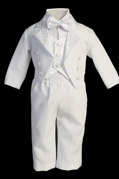 Cristiano Tuxedo | Boys White Formal Suit with Religious Embroidery