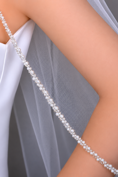 Pearl Edge Communion Veil & Tiara Set for Girls
