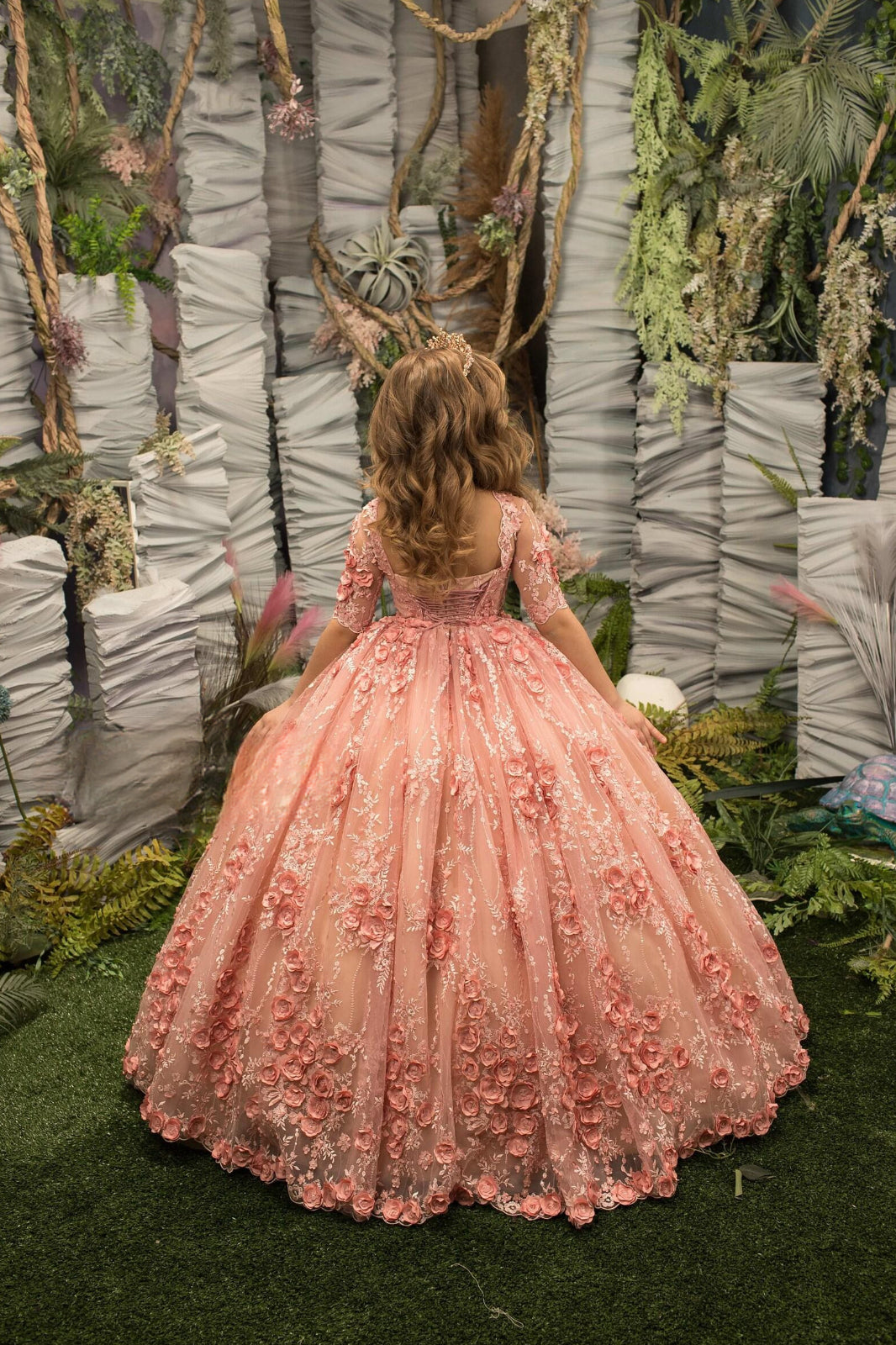 fitted lace wedding dress Serenadia Blush Pink Couture Dress – Girls' Luxury Gown Coral / 3