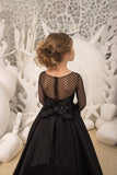 Couture Hi Lo Black Satin Tulle Pageant Gown Flower Girl Birthday Party Dress