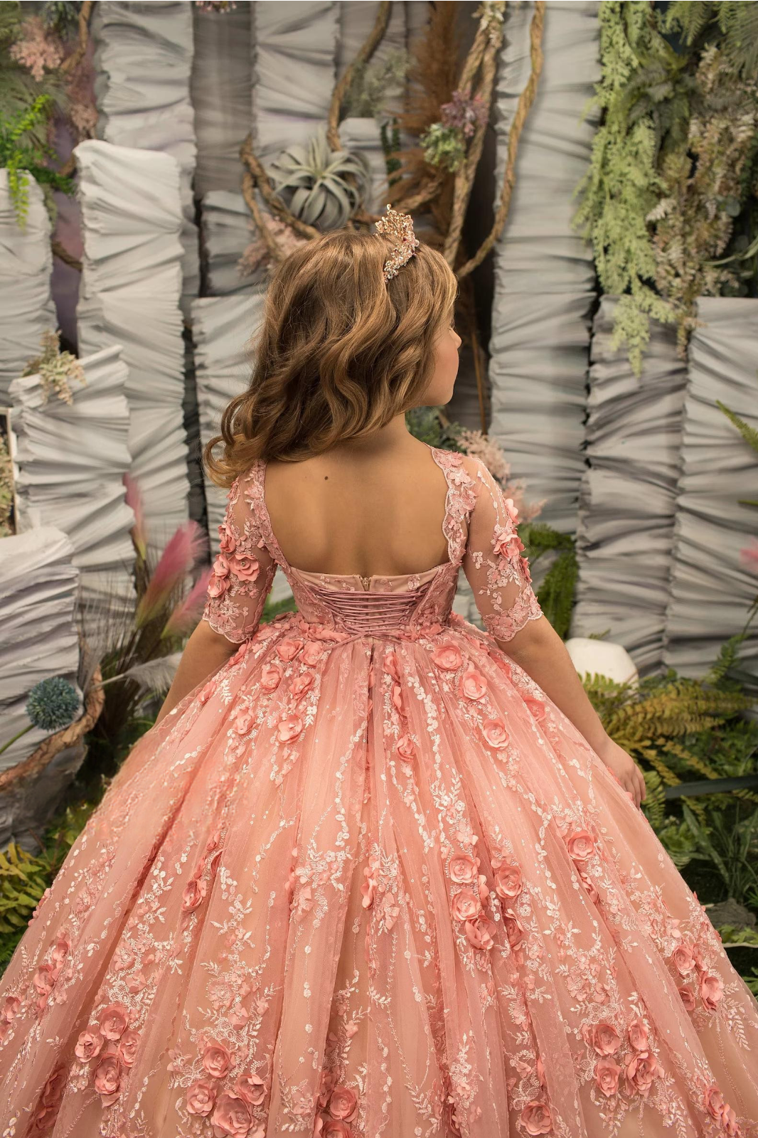 Serenadia Blush Pink Couture Dress – Girls' Luxury Gown Coral / 3