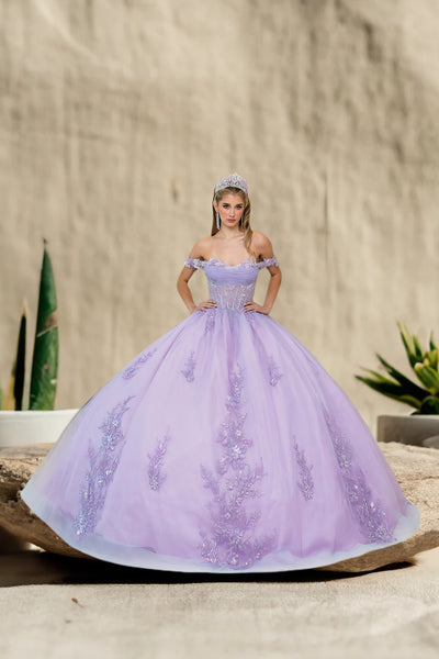 Elowen Lilac Quinceañera Gown with Back Bow & Appliqué