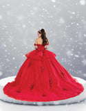 Rosalinda Flame Red Quinceañera Gown – Sparkle Tulle Ballgown