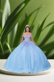 Rosalind Bloom Quinceañera Dress in Bahama Blue