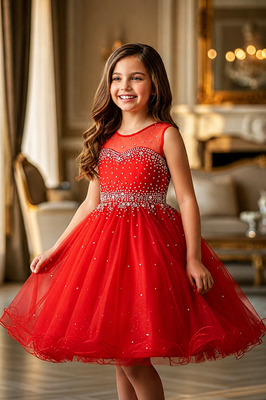 Girls Pageant Dress Affordable Party Dress Illusion Neck Blush Collection