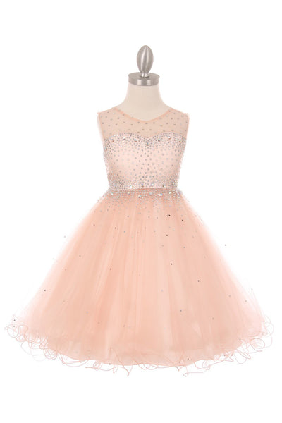 Girls Pageant Dress Affordable Party Dress Illusion Neck Blush Collection