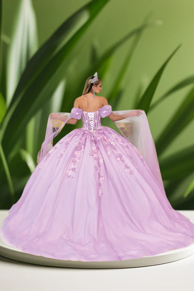 Lilura Blossom Lilac Quinceañera Gown – Floral Lace Ball Dress