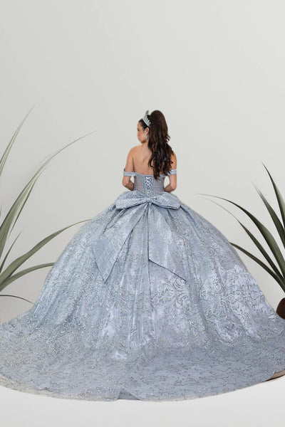 Celina Glacier Silver Quinceañera Gown – Glitter Ballgown