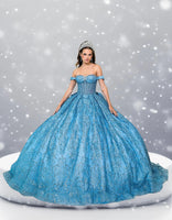 Celina Glacier Silver Quinceañera Gown – Glitter Ballgown