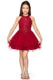 Stunning Girls Short Couture Pageant Dress With Crystal Sequin Bodice