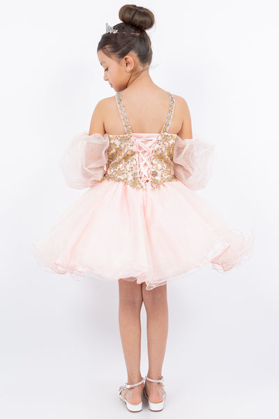 Ashley Girls Beaded Embroidered Short Pageant Dress