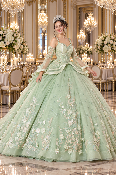 Luxury Sage Quinceañera & Sweet 16 Gown | Queen Collection