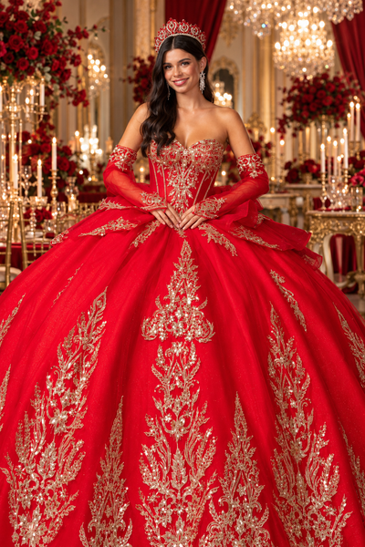 Regal Quinceañera Ball Gown with Detachable Cape