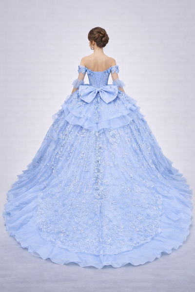 Fairytale Blue Quinceañera Dress with Grand Train