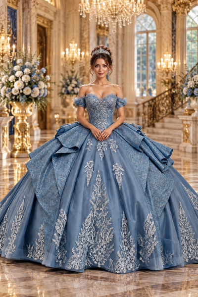 Virelle Dusty Blue Quinceañera Dress | Queen Collection