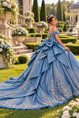 Virelle Dusty Blue Quinceañera Dress | Queen Collection