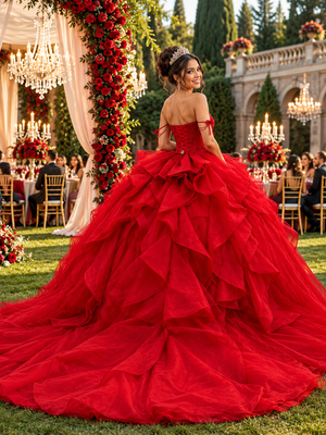 Regal Couture Quinceañera Ball Gown with Sweeping Train