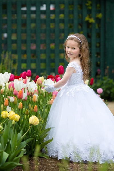 White Couture Flower Girl Communion Dress Toddler Dress Satin Dress
