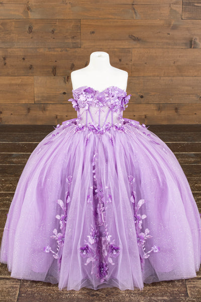 Girls Glitter Tulle Corset Pageant Ballgown