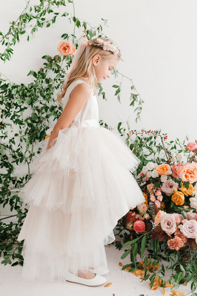 The Makayla Ruffled Tulle Girls Dress | Blush Kids