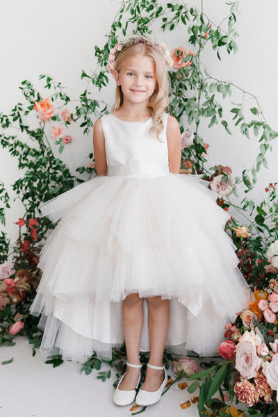 The Makayla Ruffled Tulle Girls Dress | Blush Kids